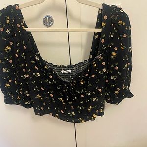 Reformation floral puff sleeve crop top